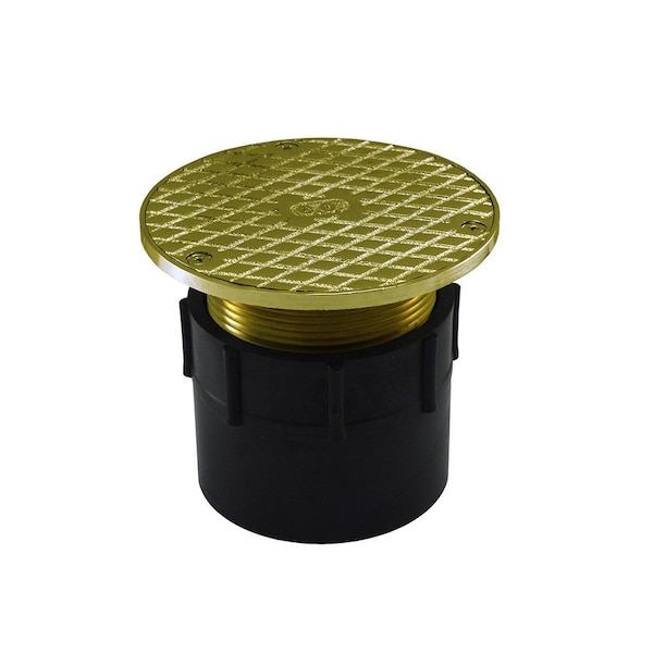 Jones Stephens 3in. ABS Over Pipe Fit Base Cleanout with 3in. Metal Spud and 5in. Polished Brass Cover C60087 - main